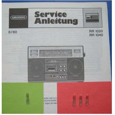 RR 1020 / 1040 Lämpchen SET für Radiorecorder GRUNDIG