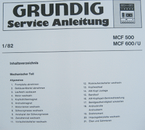 MCF500 / 600 Service Manual für Hifi Cassettendeck von GRUNDIG