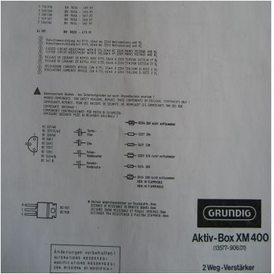 XM400 Schaltplan 2 Wege Aktiv Box von GRUNDIG