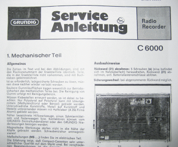 C6000 Service Manual Radiorecorder von GRUNDIG