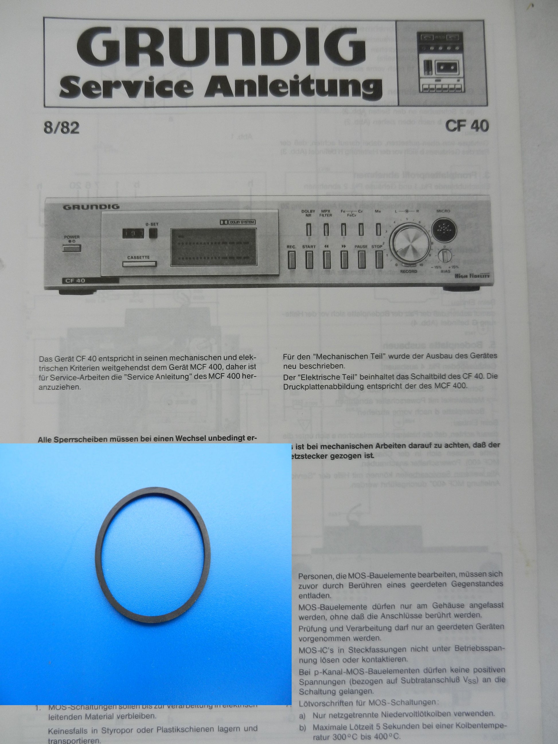 MCF400 CF40 Schubladen Riemen für Hifi Cassettendeck von GRUNDIG