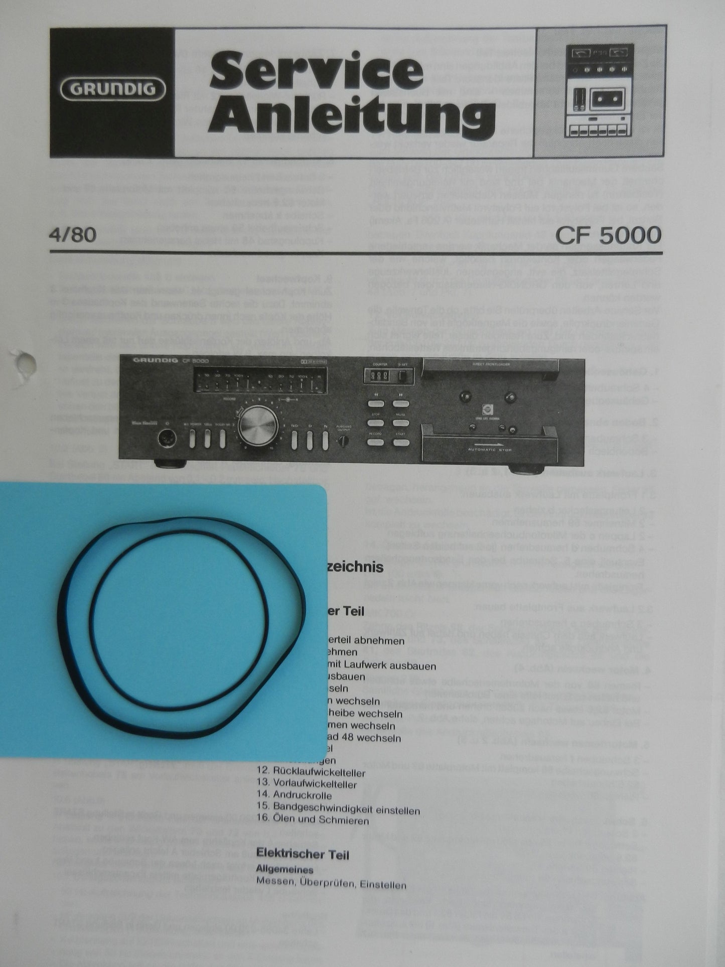 CF5000 / CF5000-2 Riemen SET für  Hifi Cassettendeck von GRUNDIG