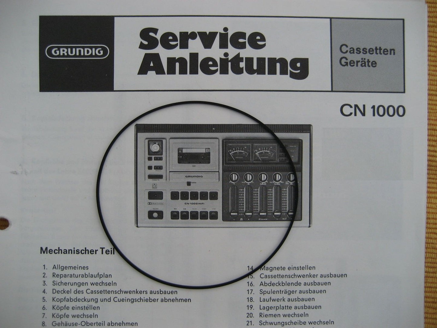 CN1000 CN 1000 Capstan Riemen für Hifi Cassettendeck von GRUNDIG