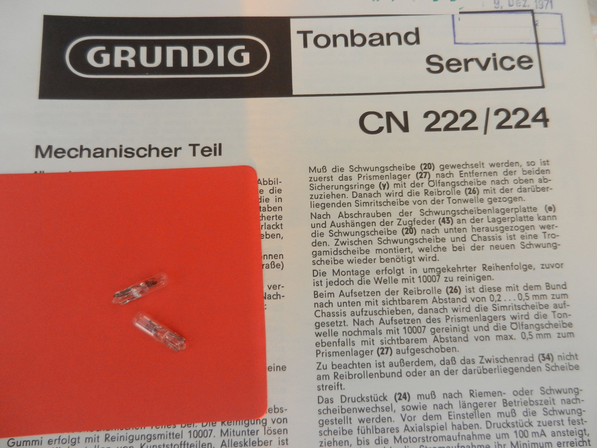 CN222 CN224 Lämpchen SET für Hifi Cassettendeck von GRUNDIG