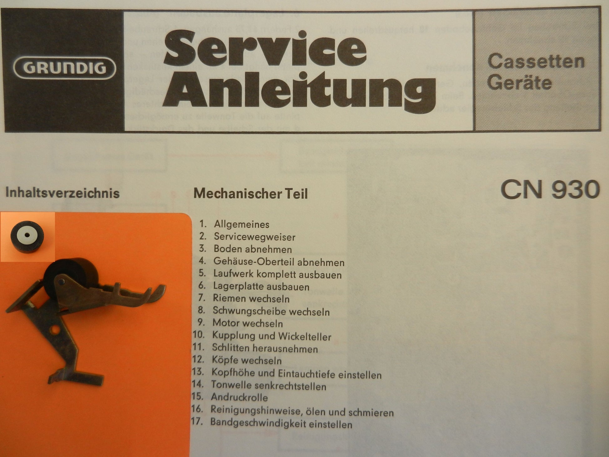 CN930 CN 930 Tonrolle für Hifi Cassettendeck von GRUNDIG