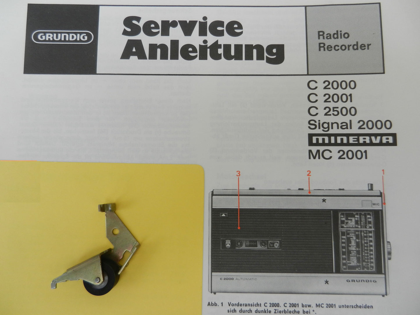 C2000 C2001 C2500 Tonrollenhebel von GRUNDIG für den Radiorecorder