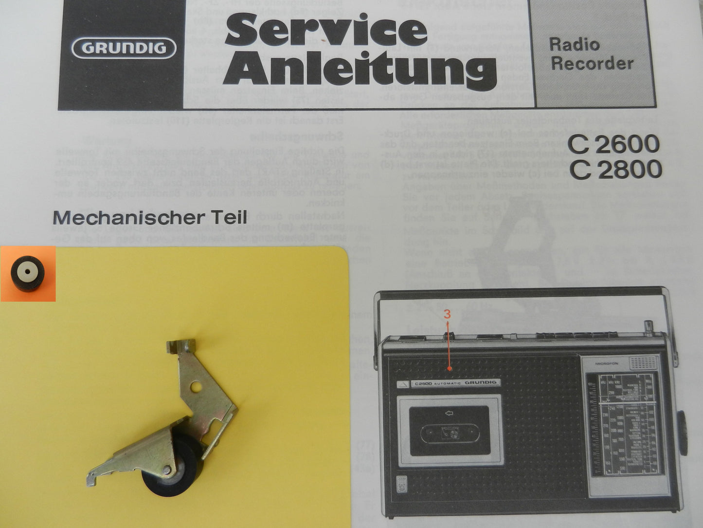 Tonrolle für C 2600 C2600 C2800 Radiorecorder von GRUNDIG