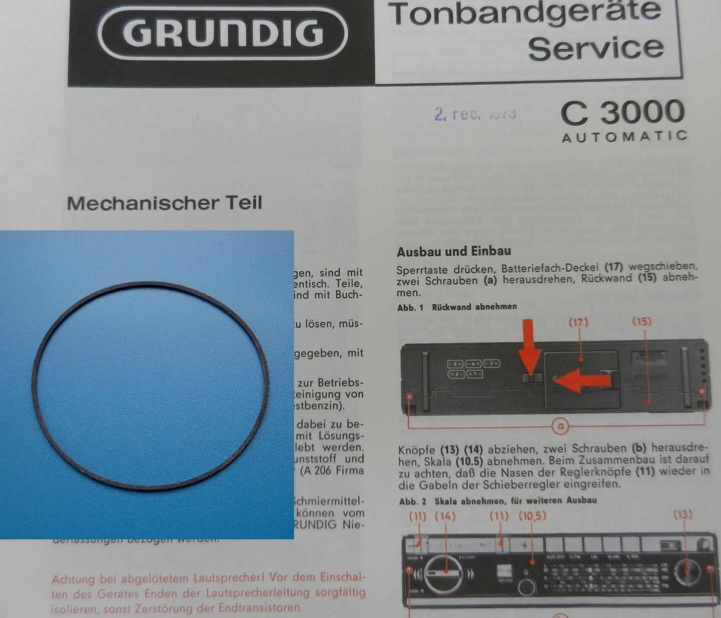 C3000 C 3000 Antriebsriemen für Radorecorder von GRUNDIG