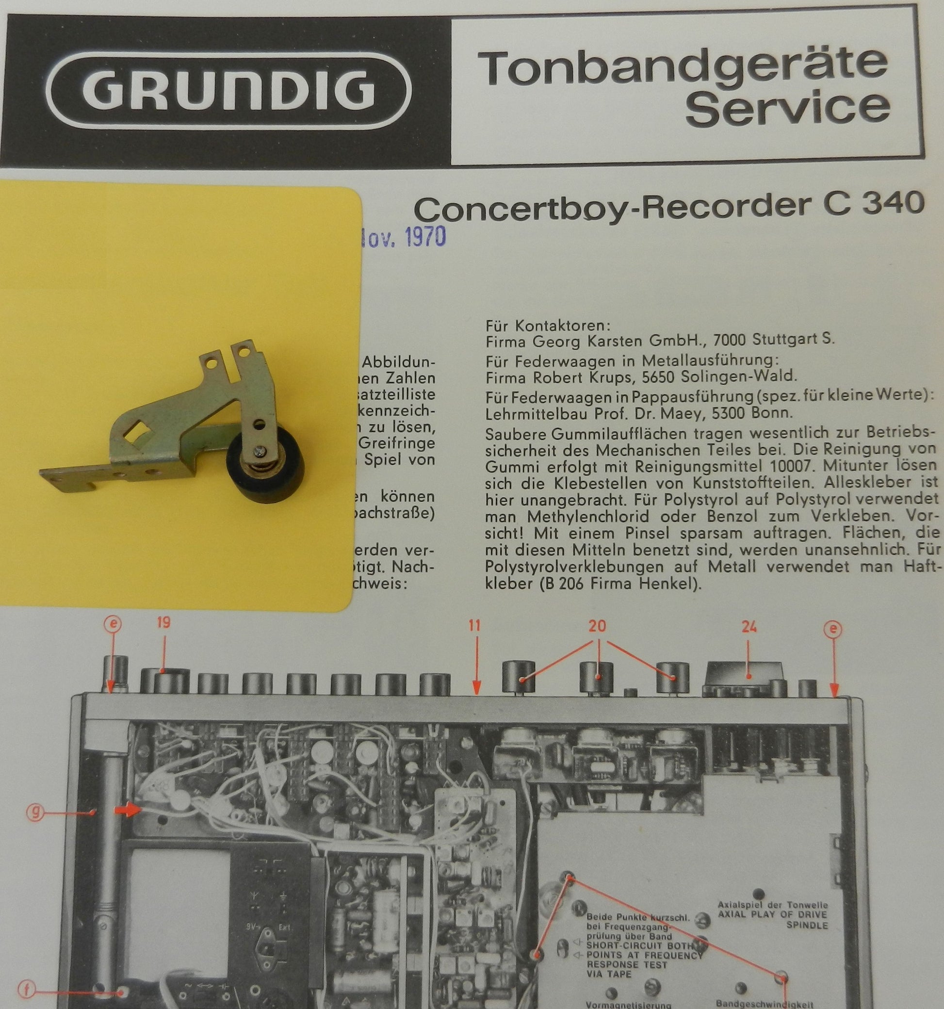 C340 Concertboy Recorder Tonrollenhebel von GRUNDIG