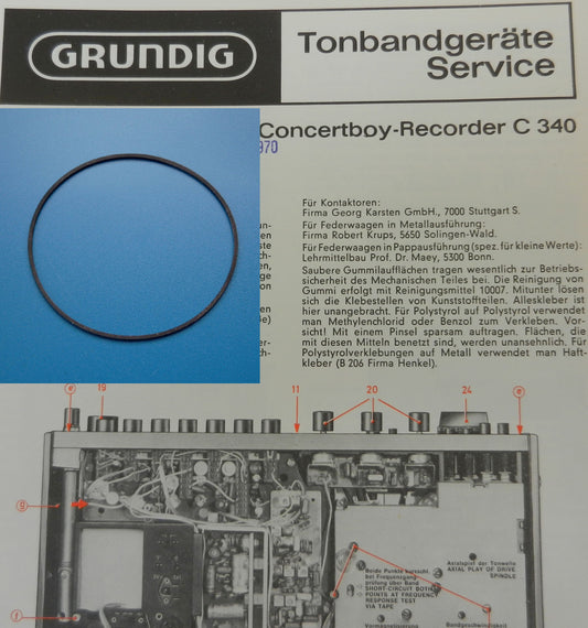 C340 C 340 Concertboy Recoder Antriebsriemen GRUNDIG