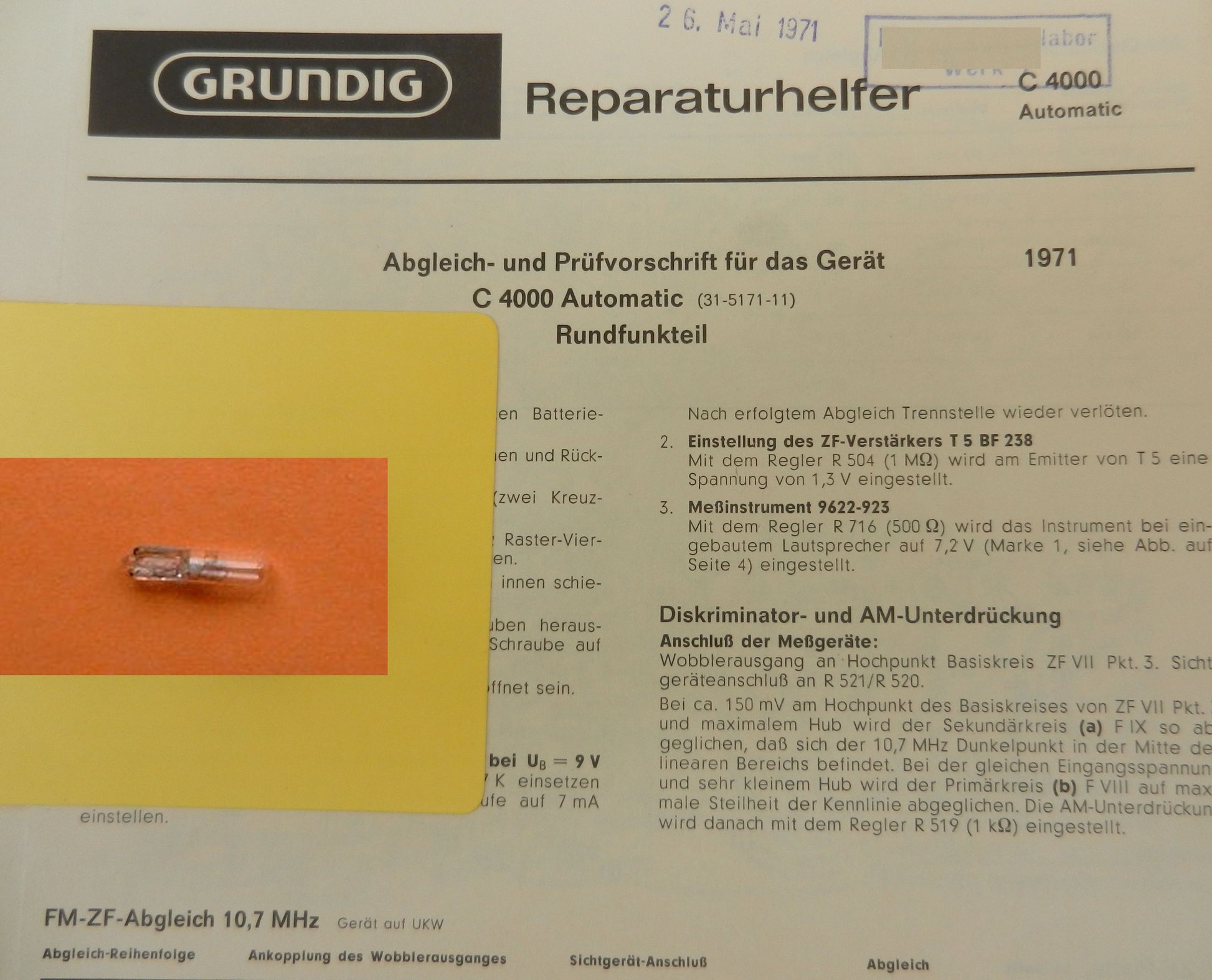 C4000 Lämpchen für Radiorecorder GRUNDIG