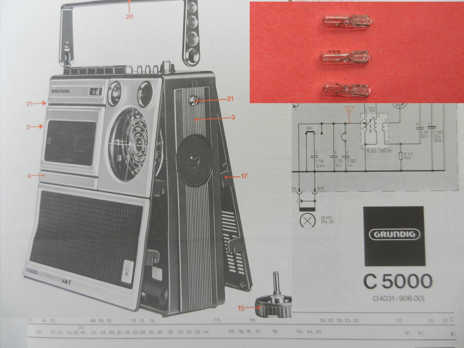 C 5000 Lämpchen SET für Radiorecorder GRUNDIG