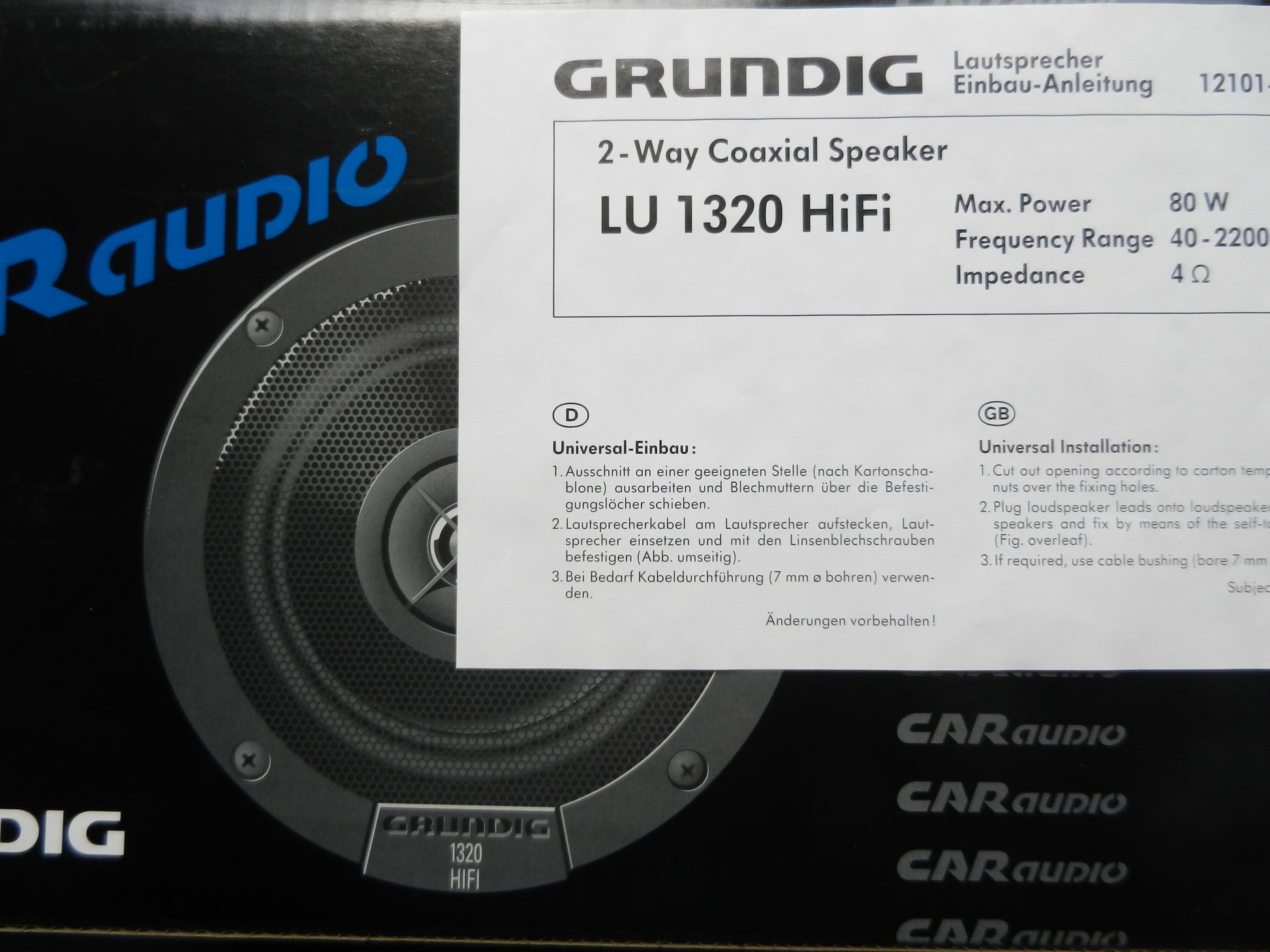 2x 80 Watt GRUNDIG LU1320 2-Wege Einbau Lautsprecher Boxen -NEU--