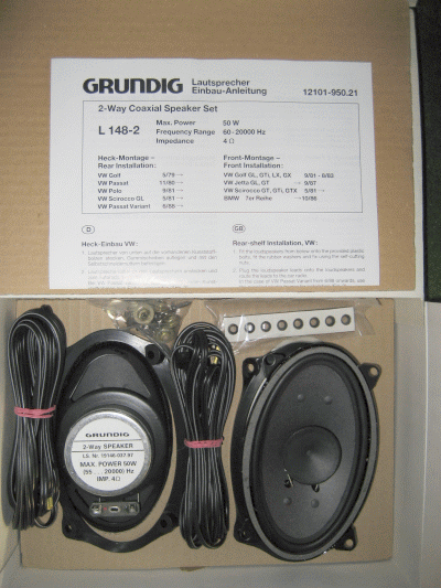 2x 50Watt GRUNDIG L148 - 2  Einbau 2 Wege - Lautsprecher