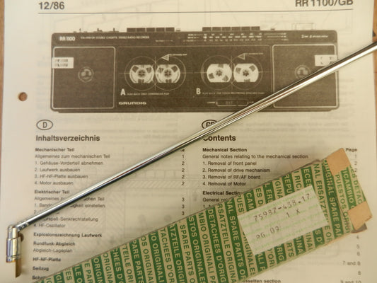 RR1100 RR1150 RKS1165 Teleskopantenne für Radiorecorder  von GRUNDIG