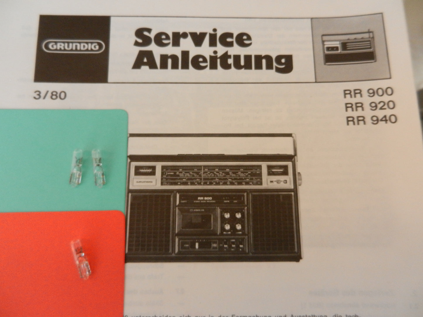 RR920 RR940 RR900 Lämpchen SET für Radiorecorder GRUNDIG