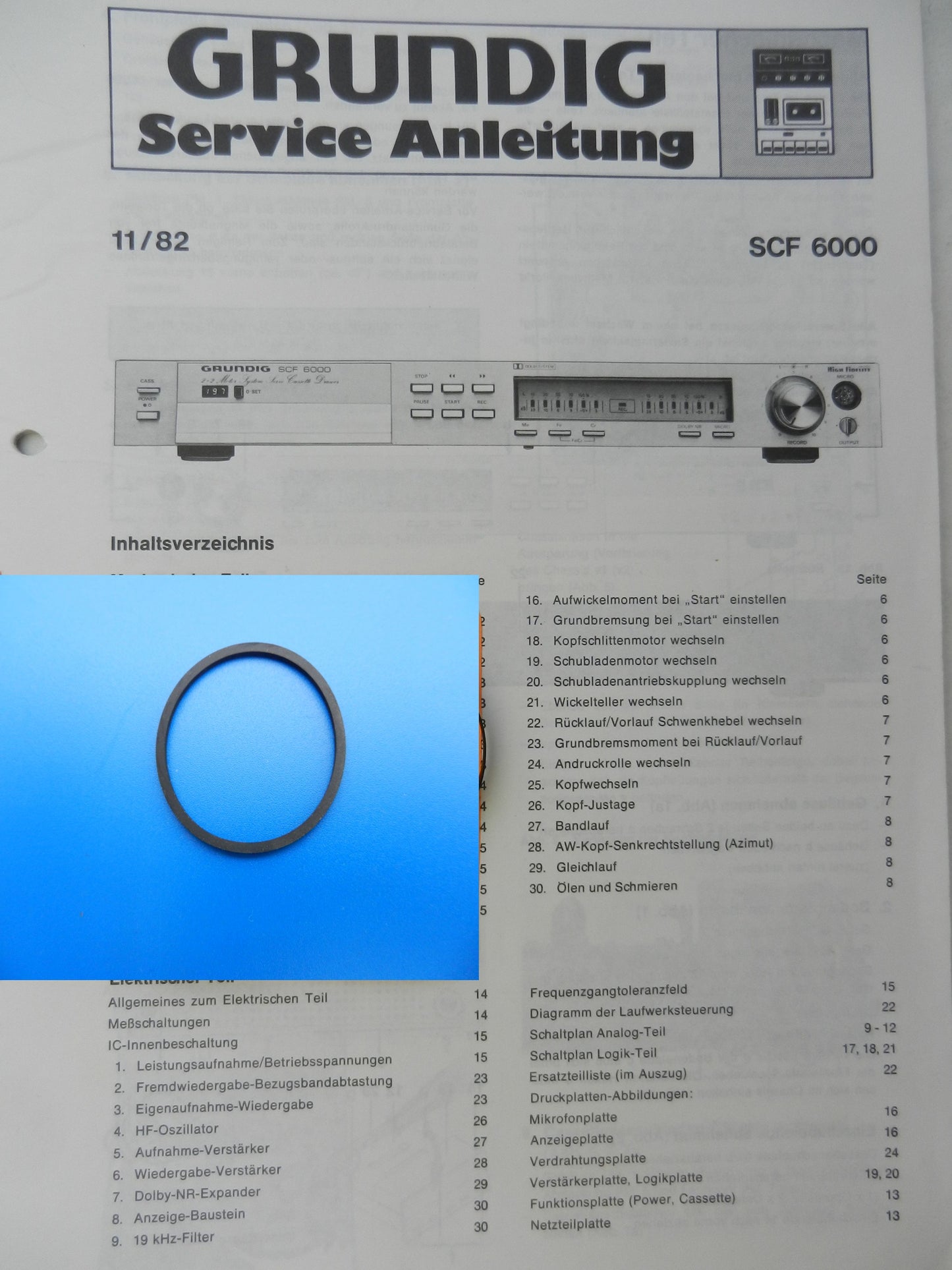 SCF6200 6100 6000 Schubladen Riemen für Hifi Cassettendeck von GRUNDIG