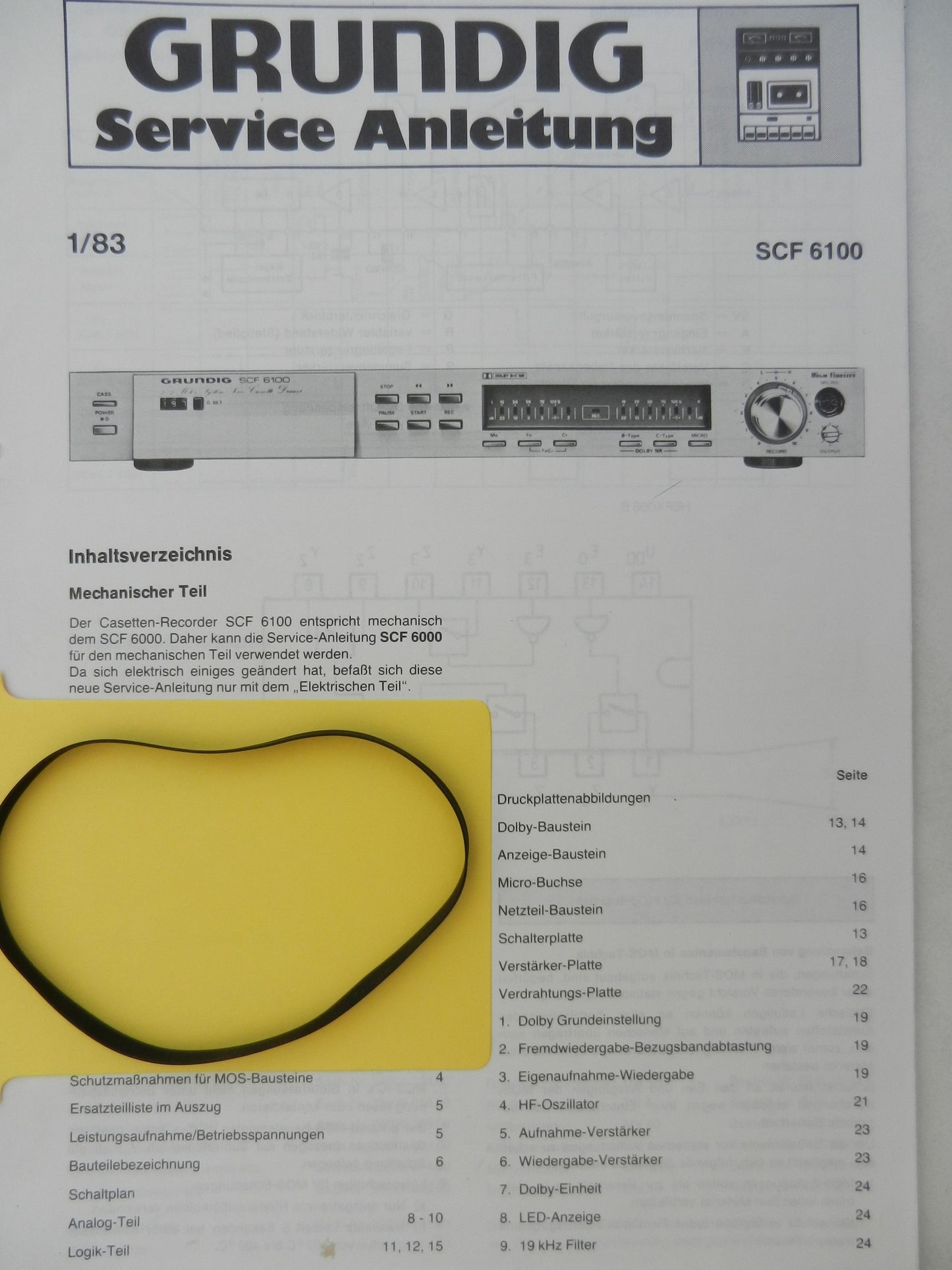 SCF6100 SCF 6100 Capstan Riemen für GRUNDIG Hifi Cassettendeck