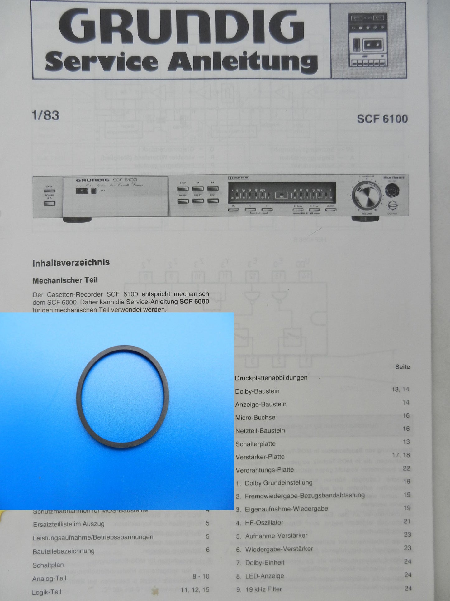 SCF6200 6100 6000 Schubladen Riemen für Hifi Cassettendeck von GRUNDIG