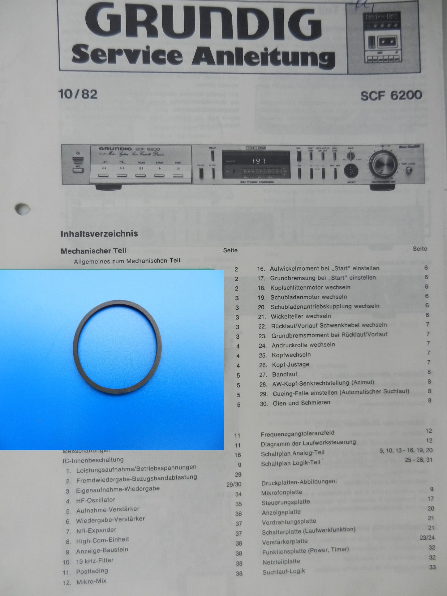 SCF6200 6100 6000 Schubladen Riemen für Hifi Cassettendeck von GRUNDIG