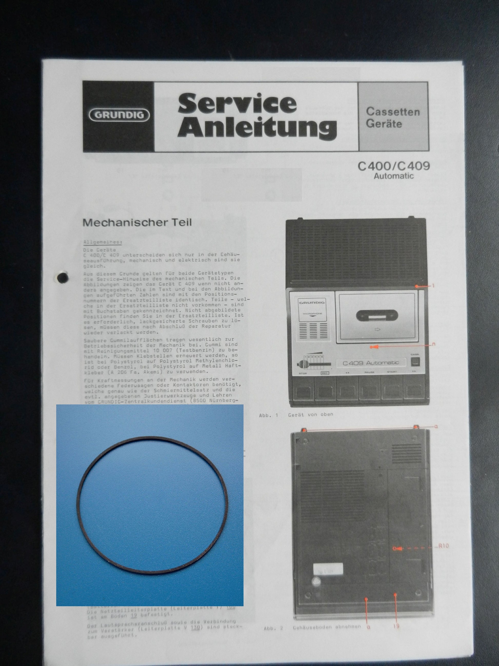 C400 C409 Antriebsriemen Cassettenrecorder GRUNDIG