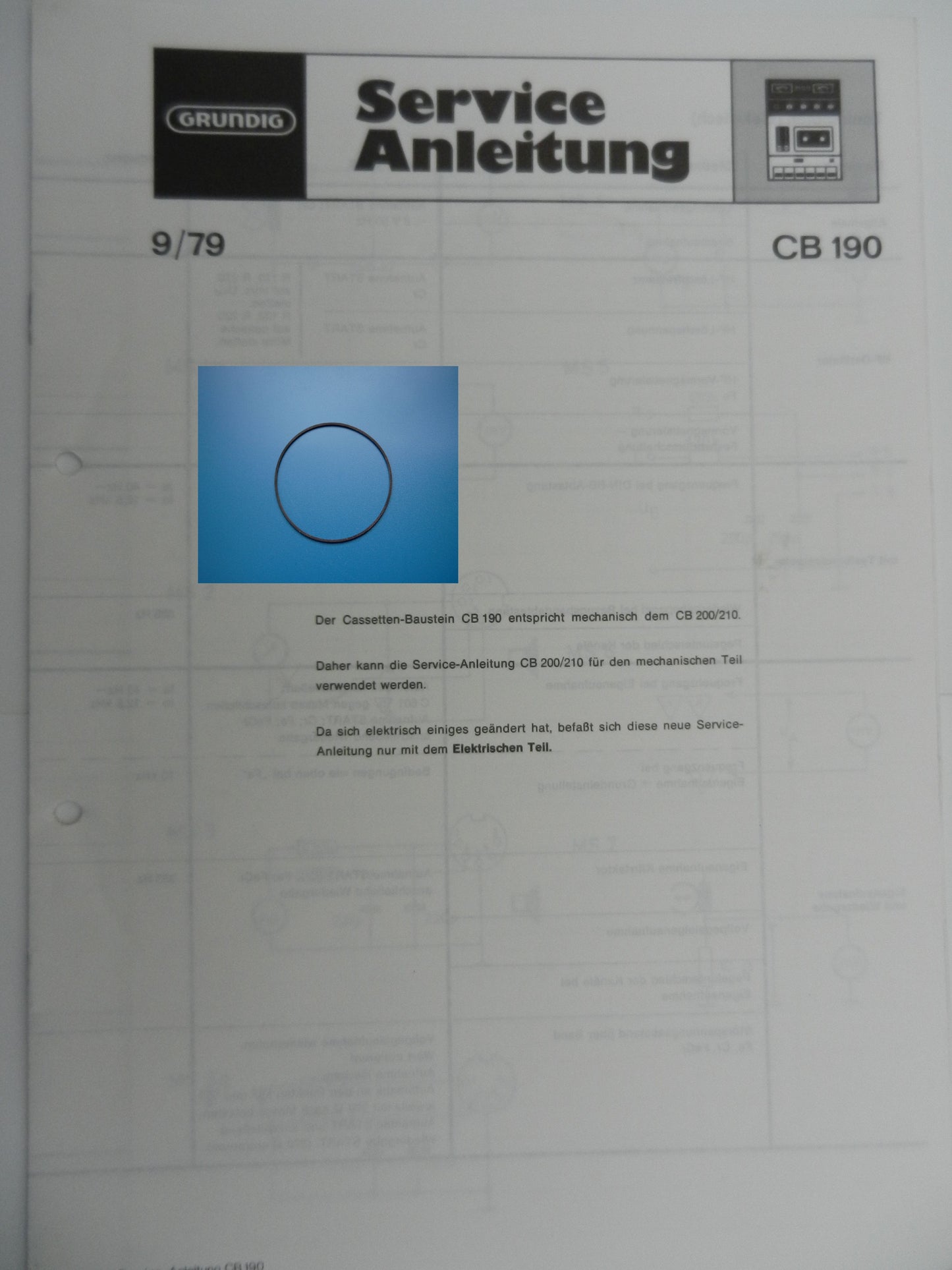 CB190, CB200, CB210, CB230, CB230a Zählwerk Riemen GRUNDIG