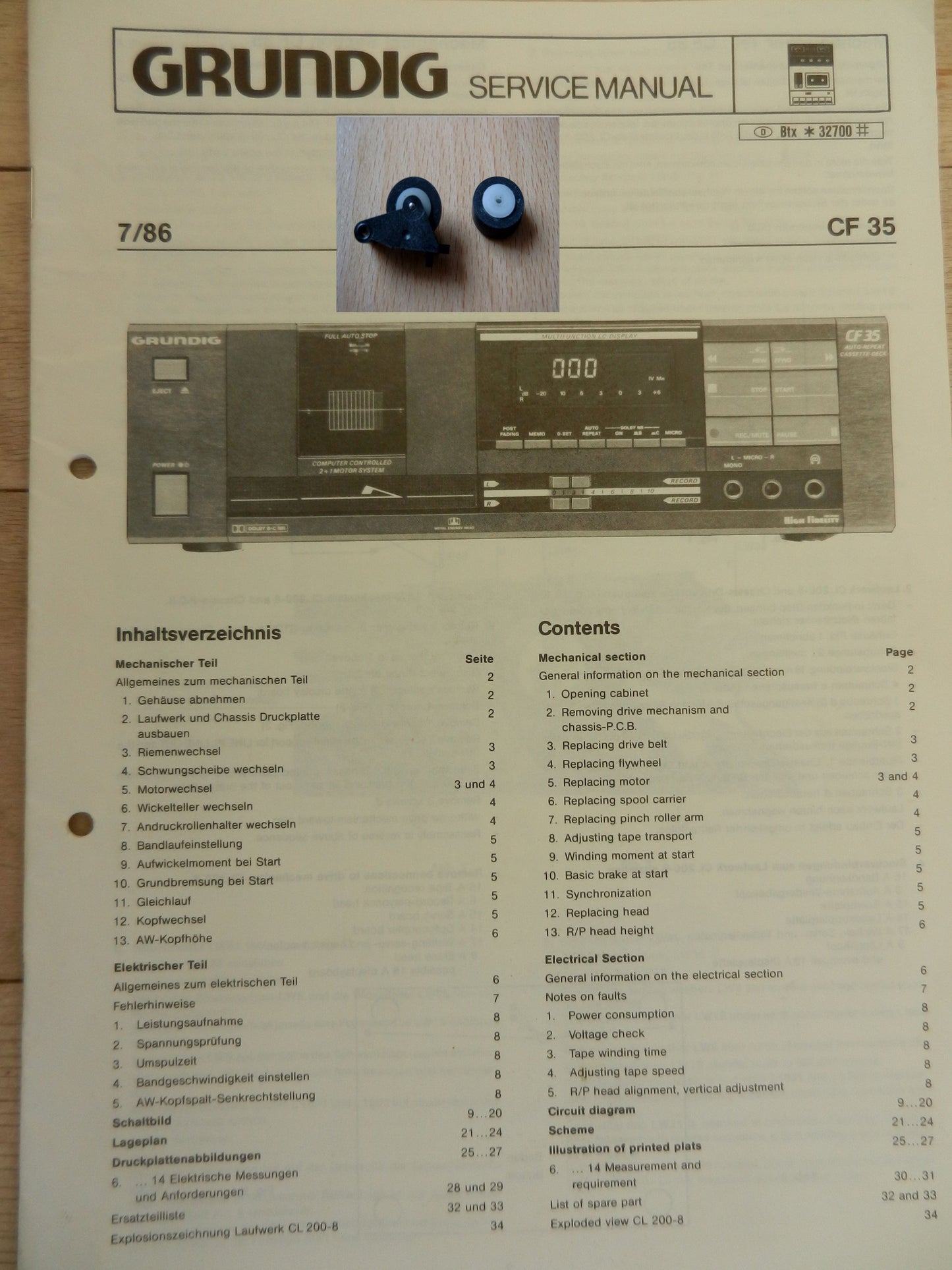 CF35 Tonrolle für Hifi Cassettendeck von GRUNDIG