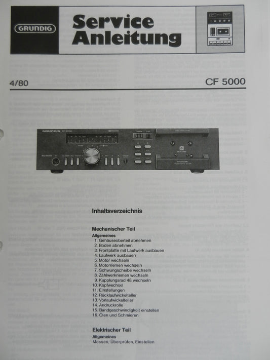 CF5000 C5000-2 Service Manual für Hifi Cassettendeck von GRUNDIG