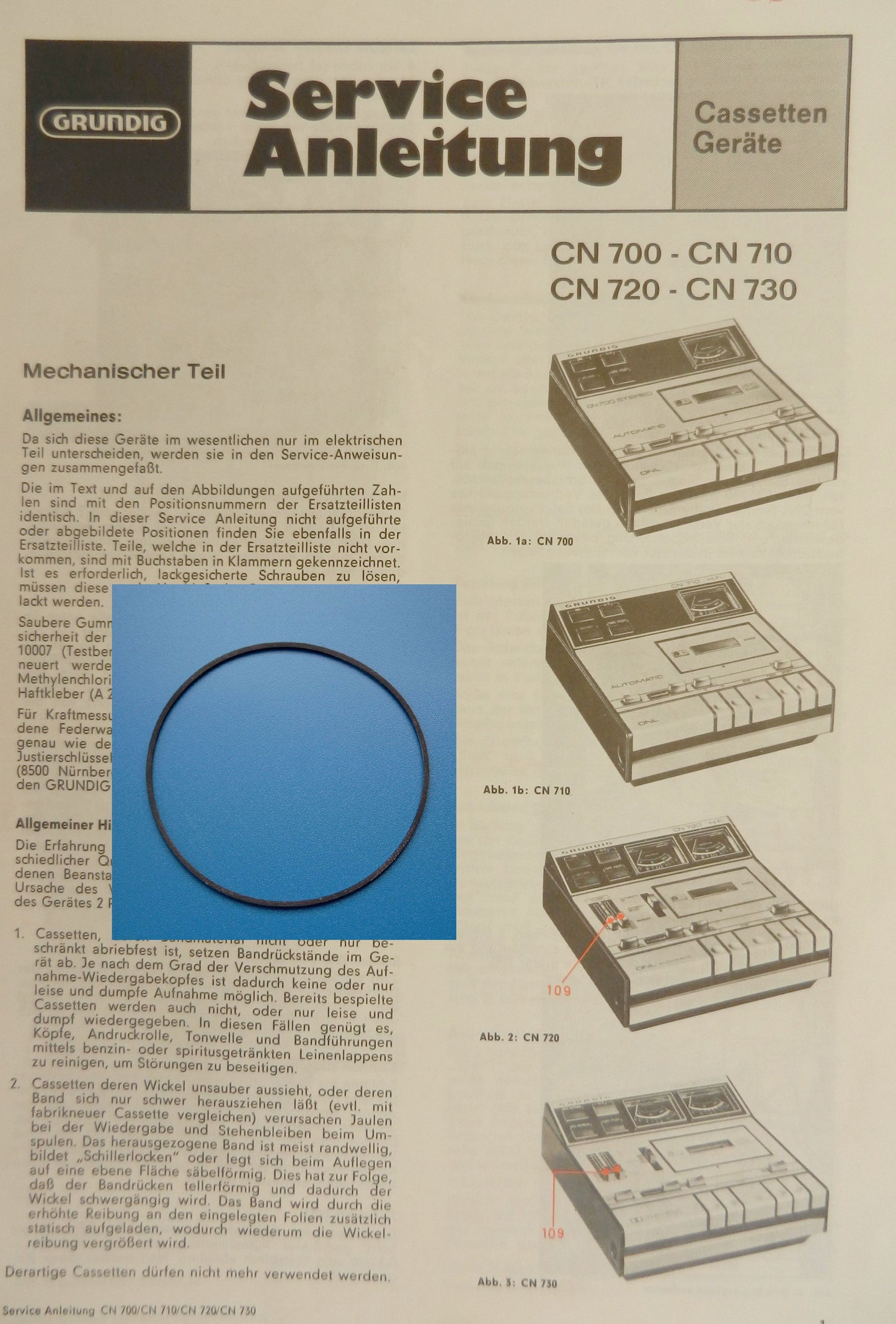 CN730  CN720  CN710  CN700 Zählwerk Riemen für Hifi Cassettendeck von GRUNDIG