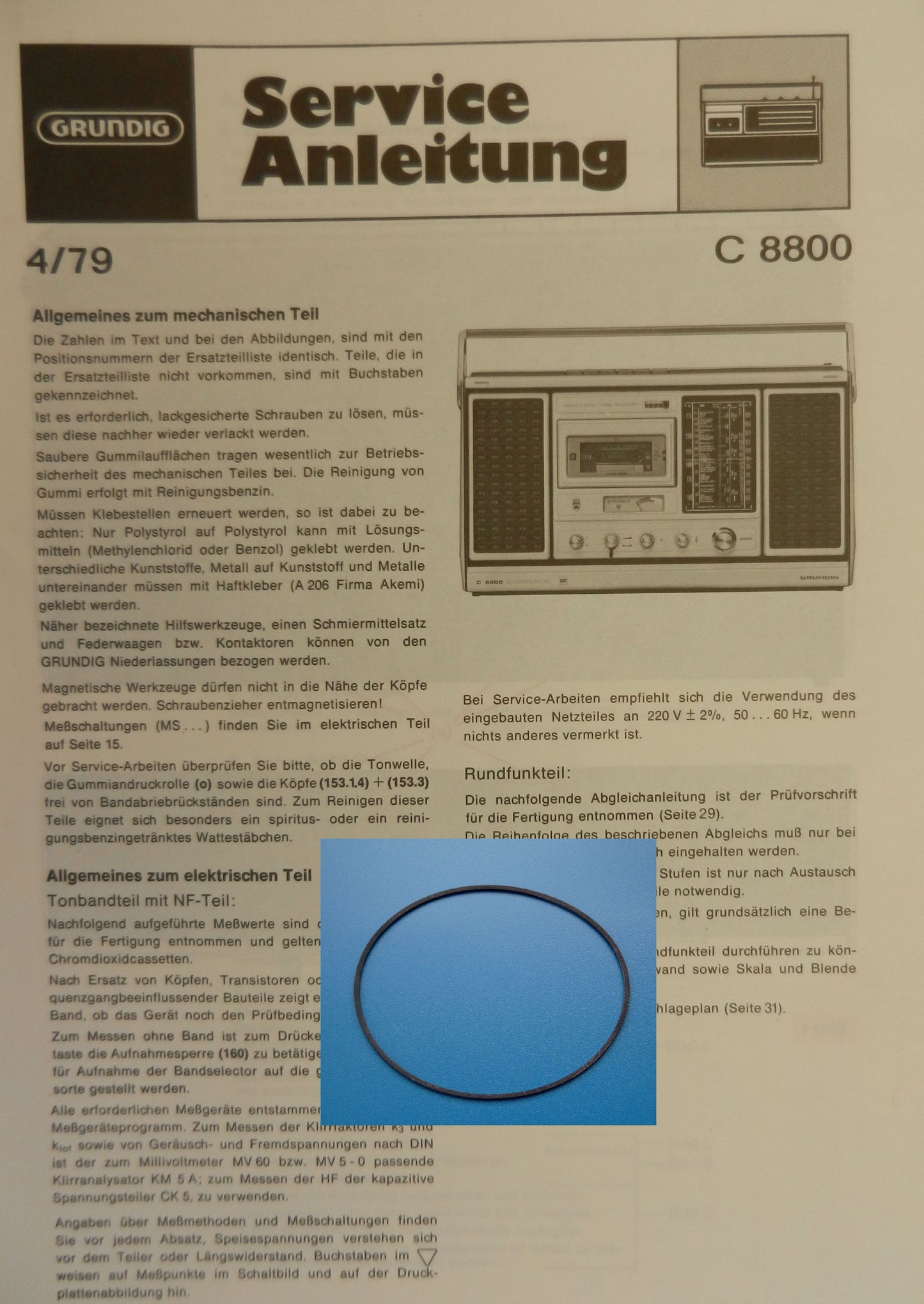 C9000 C8800 Automatic Zählwerk Riemen für Radioecorder von GRUNDIG