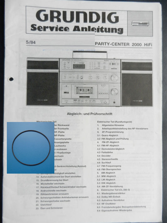 Party Center  2000 Hifi Zählwerk Riemen GRUNDIG