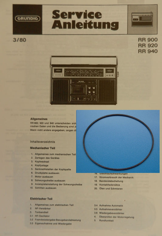 RR900 RR920 RR940 RR950 Antriebsriemen GRUNDIG