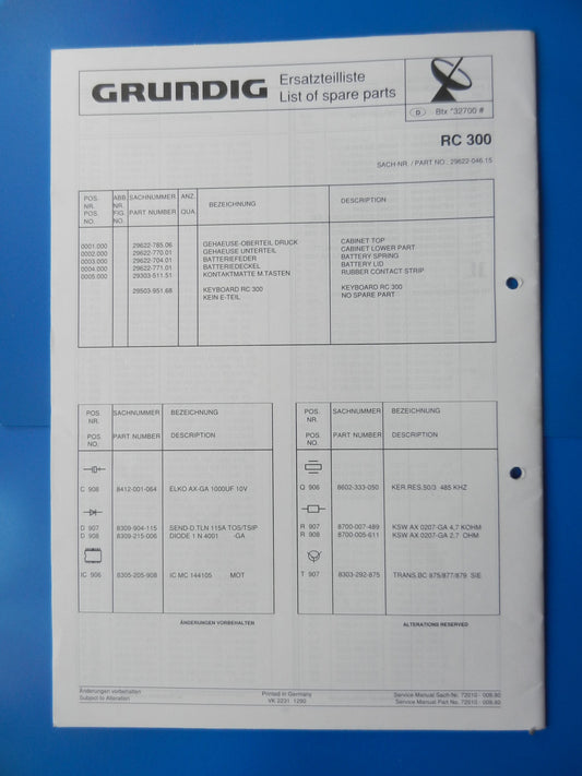 STR300AP Service Manual für GRUNDIG SAT Receiver mit Motor